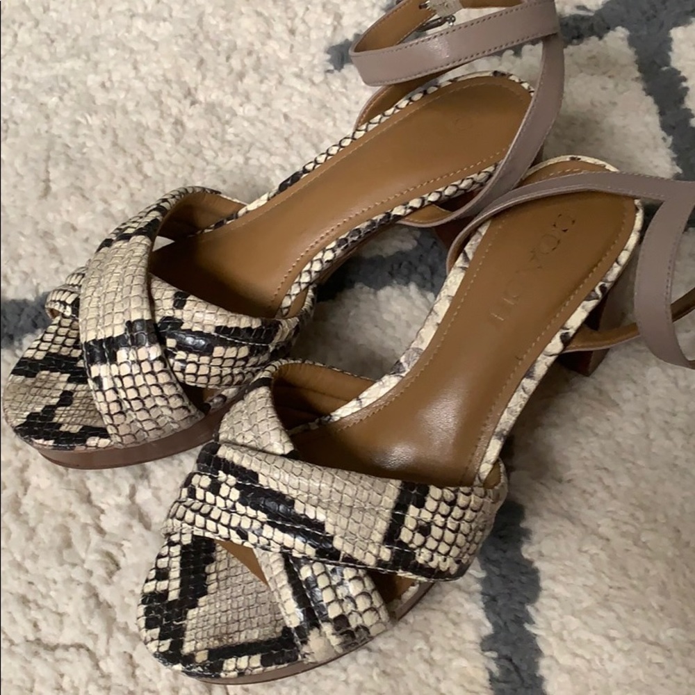Coach Snakeskin Platform Heel Sandals